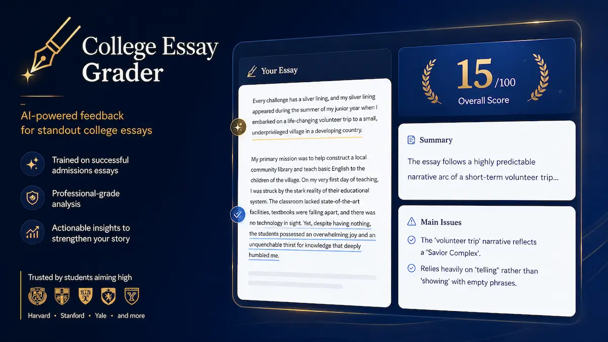 College Essay Grader AI-powered essay feedback interface